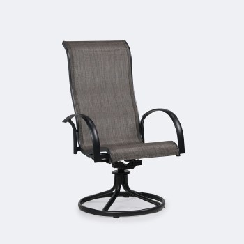 Carlo Sling Swivel Rocker - Black Frame - Brown/Grey Sling