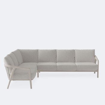 Celine RHF Sectional - Driftwood Frame, Mushroom Cushions