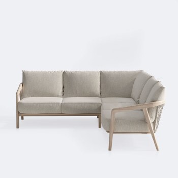 Celine Square Sectional - Driftwood Frame, Mushroom Cushions