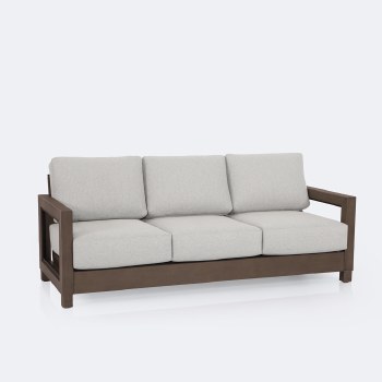 Denver Sofa - Brushed Taupe Frame - Tan Cushions