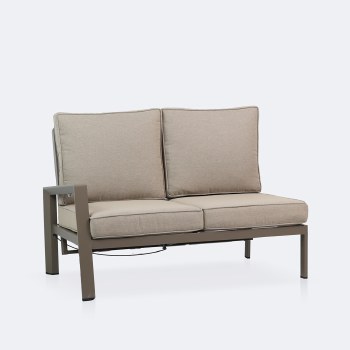 Elloise Left Hand Facing Reclining Loveseat - Taupe Frame, Sand Cushions