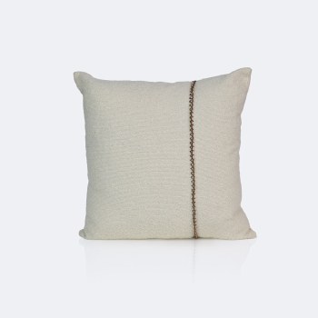 18"x18" Throw Pillow - Ivory Boucle with Stitching
