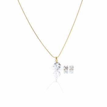 Crystal ,Gold Pendant&Earrings