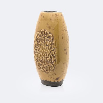 Ceramic Mustard Floral Vase