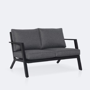 Kyoto Loveseat - Black Frame - Charcoal Cushions