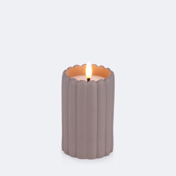 LED Fluted Ceramic Candle 11cm