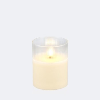 LED Fluted Glass Candle - S