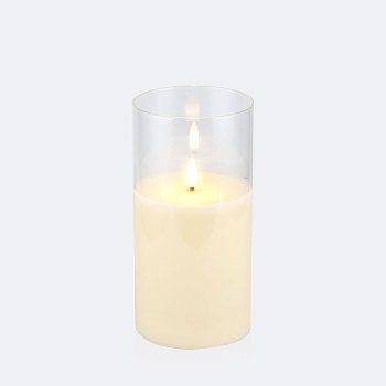 LED Candle with Glass - Medium