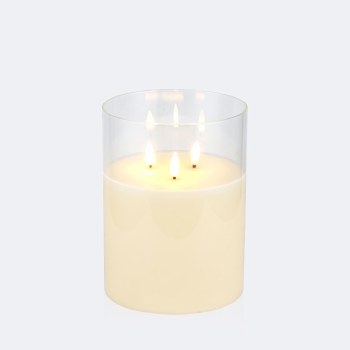 LED  3 Wick Candle with Glass