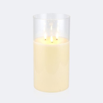 LED  3 Wick Candle with Glass