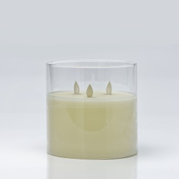 LED Glass Candle - 3 Wick