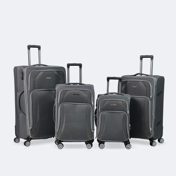 4-Piece Soft Side Spinner Wheels Luggage Set- Grey