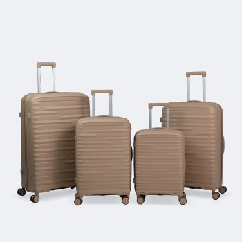 4-Piece Luggage Set, Hardside Spinner Wheel Travel Suitcase - Taupe