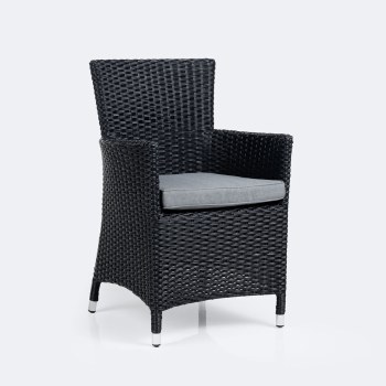 Metro Dining Chair w/ Cushion - Black Wicker