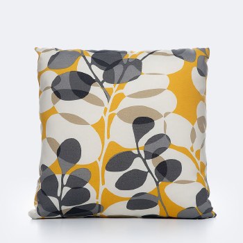 Throw Pillow 18"x18" - Grey & Yellow Leaf Print