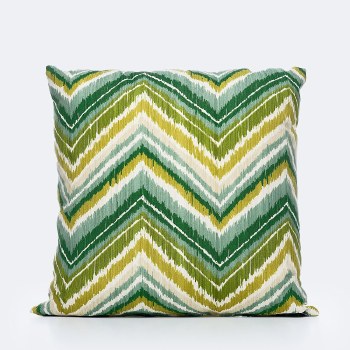 Throw Pillow - Green/Yellow Zig Zag