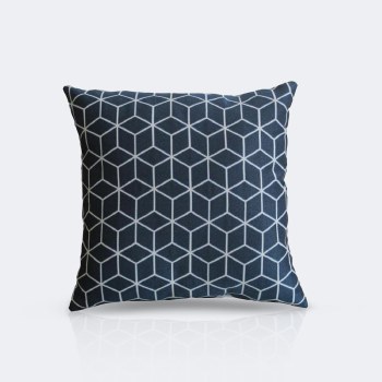 Throw Pillow - Navy Cubes Throw Pillow - Navy Cubes