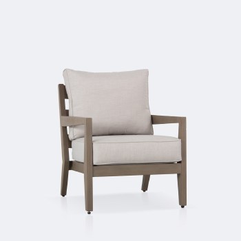 Rosseau Club Chair - Brushed Taupe – Sunbrella Cast Silver  Cushions