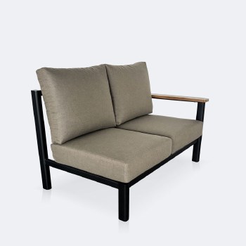 Rumi RHF Loveseat - Woodlook/Black Frame / DotBella Truffle Cushion