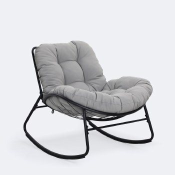 Simmons Rocking Chair - Black Frame - Greige Cushion 