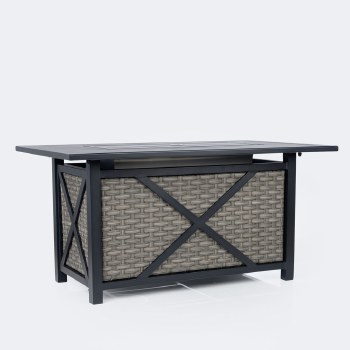 Urban 30"x50" Rectangular Firepit Table - Black Frame/ Mixed Wicker