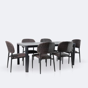 Austin Dining Set - 6 Seats- Black/Brown