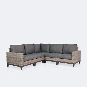 Catalina Sectional - Taupe/Grey Wicker-Grey Cushions