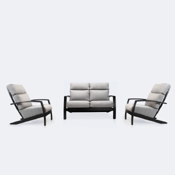 Cole Loveseat Conversation Set - Black Frame - Light Grey Cushion