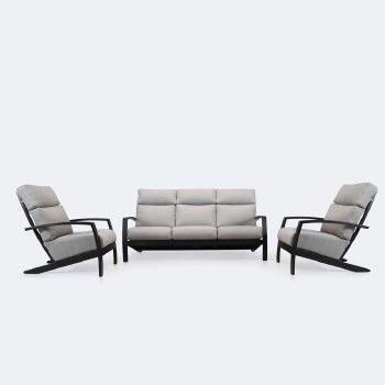Cole Sofa Conversation Set- Black Frame - Light Grey Cushion