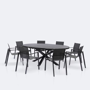 Darwin - Holland Dining Set - 8 Seat - Black