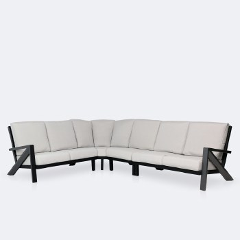 Eros L Shaped Sectional - Black Frame, Sand Cushions