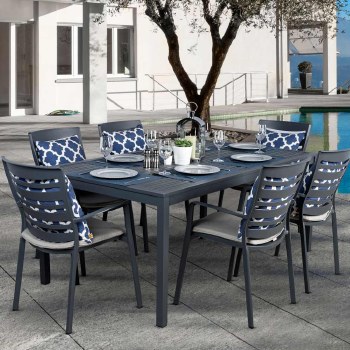Linear with Lexi Dining Set - 6 Seats - Dark Grey