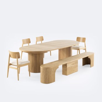 Round Transformer Table Set - Scandinavian Oak