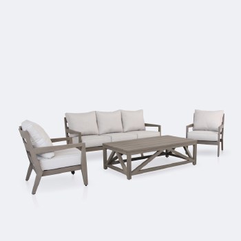 Rosseau Conversation Set – Brushed Taupe – Sunbrella Cast Silver  Cushions