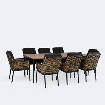 Sedona Dining Set - Seats 8- Wood-Look Finish