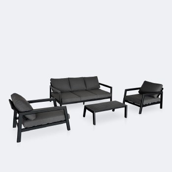Switch Conversation Set with Coffee Table  -Black Frame / Dotbella Thunder Grey Cushion