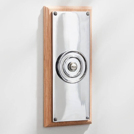 Downing Street Bell Push with Pattress Polished Chrome