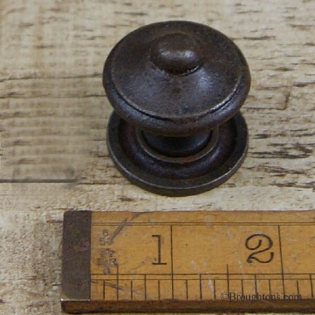 Iron Cupboard Door Knob 35mm with Rose Waxed Iron