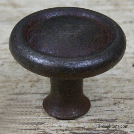 Domed Cupboard Door Knob 35mm Waxed Iron