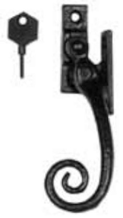 Kirkpatrick 1165 Locking Rat Tail Window Handle Antique Black