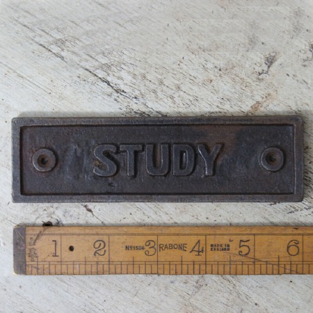 STUDY Sign Waxed Cast Iron sign
