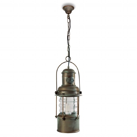 Cortez Lantern Pendant 1742 Aged Copper Clear Glass