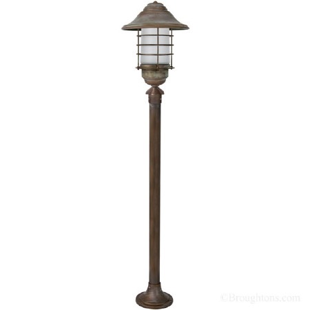 Veladero Large Lamp Post 1907 Aged Copper Opal Glass