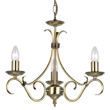 Bernice 3 Light Chandelier Antique Brass