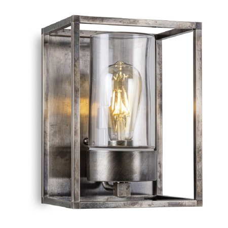 Cubic Outdoor Flush Wall Light 3366 Aged Nickel Clear Glass