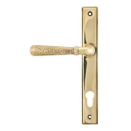 From The Anvil Door Handle Newbury Hammered Espag Lock Set Aged Brass