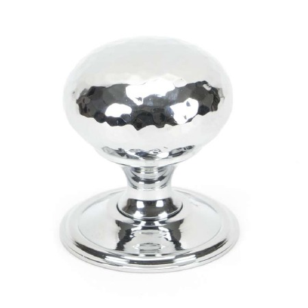 From The Anvil Hammered Mushroom Cabinet Knob 38 Polished Chrome