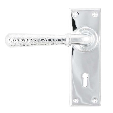 From The Anvil Newbury Hammered Door Lock Handles Polished Chrome