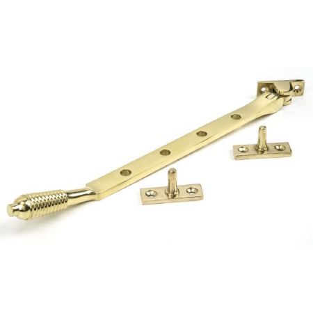 From The Anvil Reeded Window Stay 10" Polished Brass