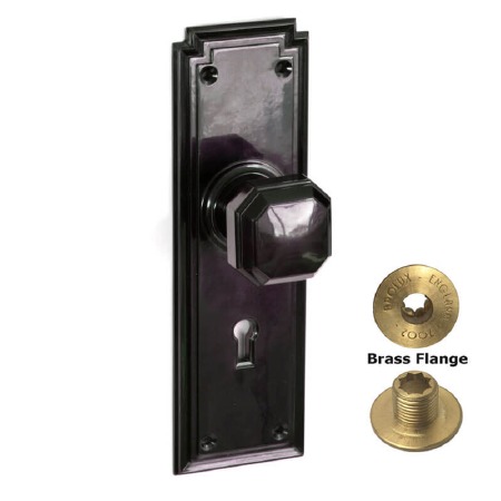 Brolux Bakelite 6401 Door Knobs Black With Keyhole